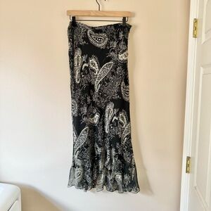 Black Silk Paisley Skirt